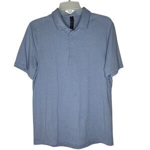 Lululemon ABC Polo Shirt M Blue Striped Short Sleeve Athletic Performance Golf